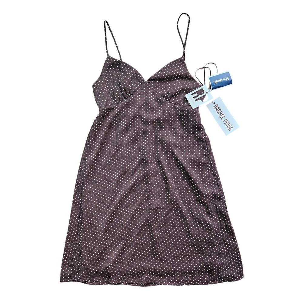 Rachel Paige Brown Polka Dot Mini Dress Spaghetti Strap V-Neck NWT XS SBJ0024